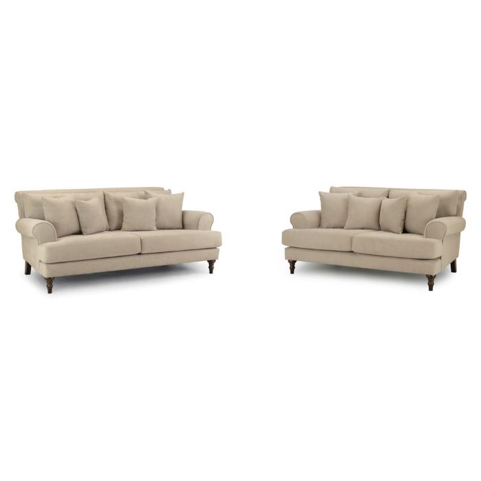 Russell Scrolled Arms 3 and 2 Sofa Set Set - Beige