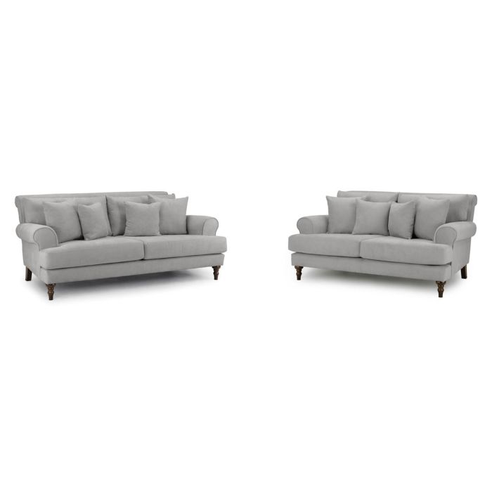 Russell Scrolled Arms 3 and 2 Sofa Set Set - Grey