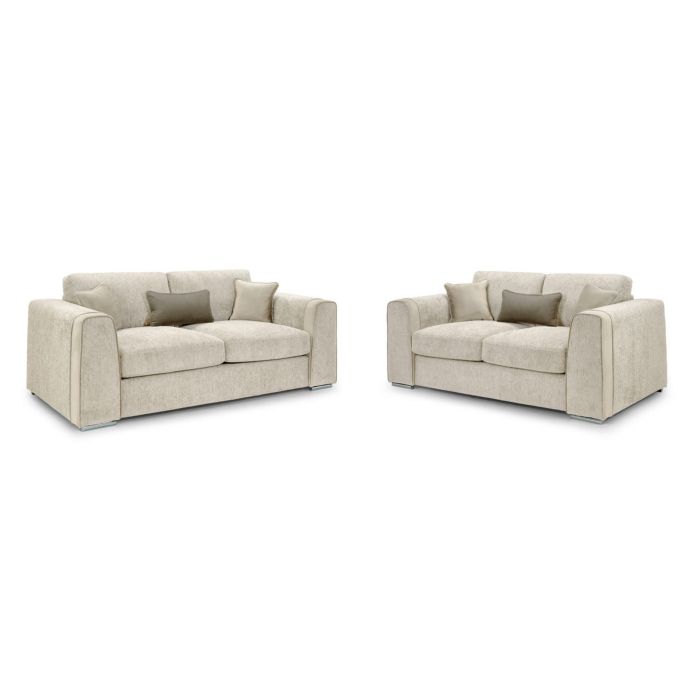 Cantrell Soft Chenille Fabric 3 and 2 Sofa Set Set - Beige