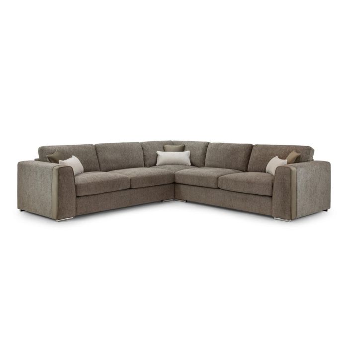 Cantrell Soft Chenille Fabric Large Corner Sofa - Mocha