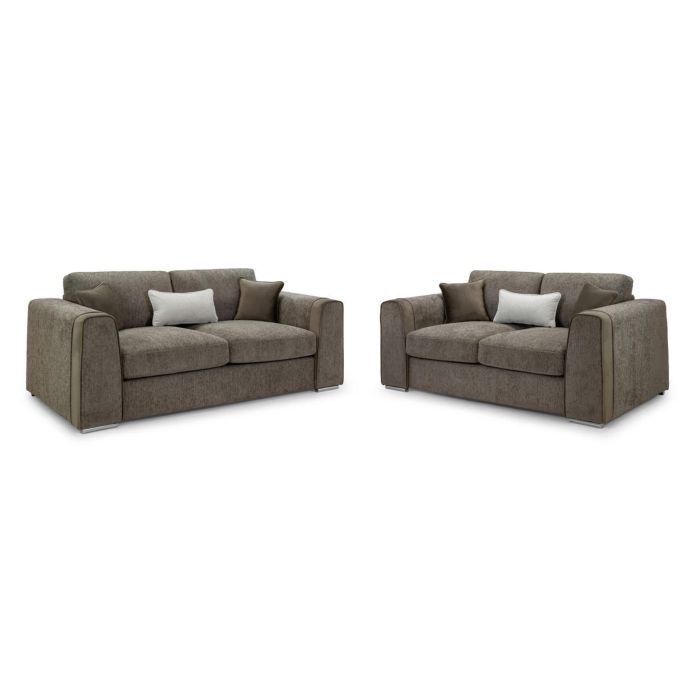 Cantrell Soft Chenille Fabric 3 and 2 Sofa Set Set - Mocha
