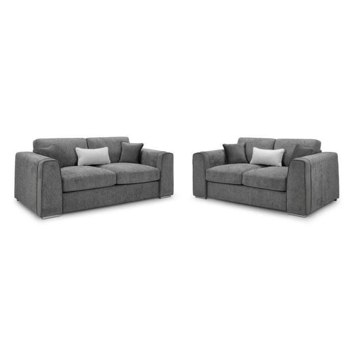 Cantrell Soft Chenille Fabric 3 and 2 Sofa Set Set - Grey