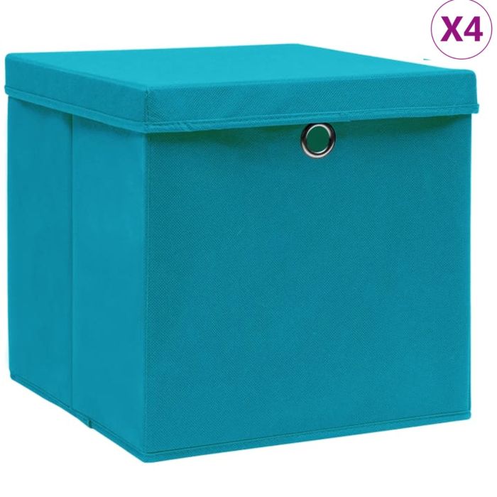 Storage Boxes with Covers 4 pcs 28x28x28 cm Baby Blue