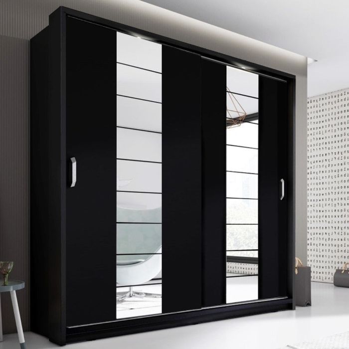 Artimas XIV Sliding Door Wardrobe 220cm - Black Matt