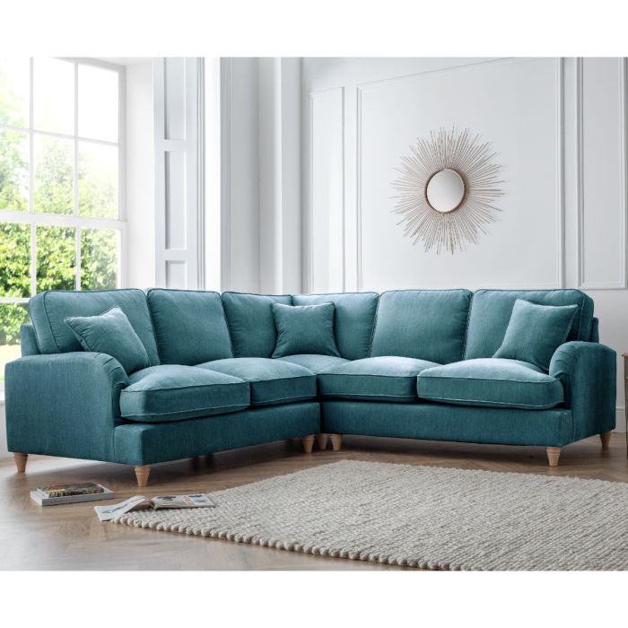 Corner Sofa - COCOON Fabric 5 Seater Right Hand Facing - Emerald