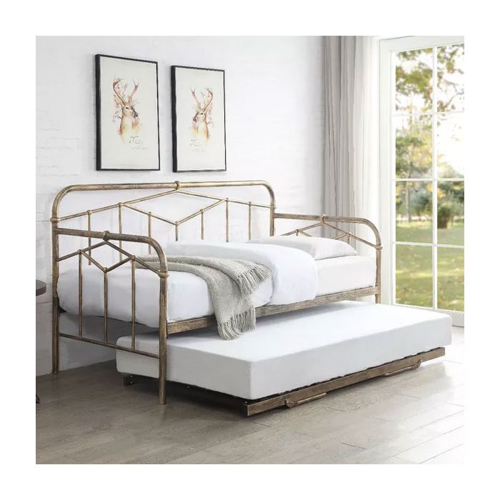 Gianna Industrial Day Bed with Pull Out Trundle - Antique Bronze