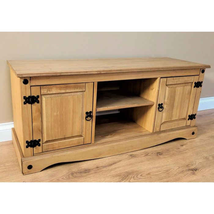Corona Solid Pine TV Unit 2 Door 1 Shelf  - Antique Wax	