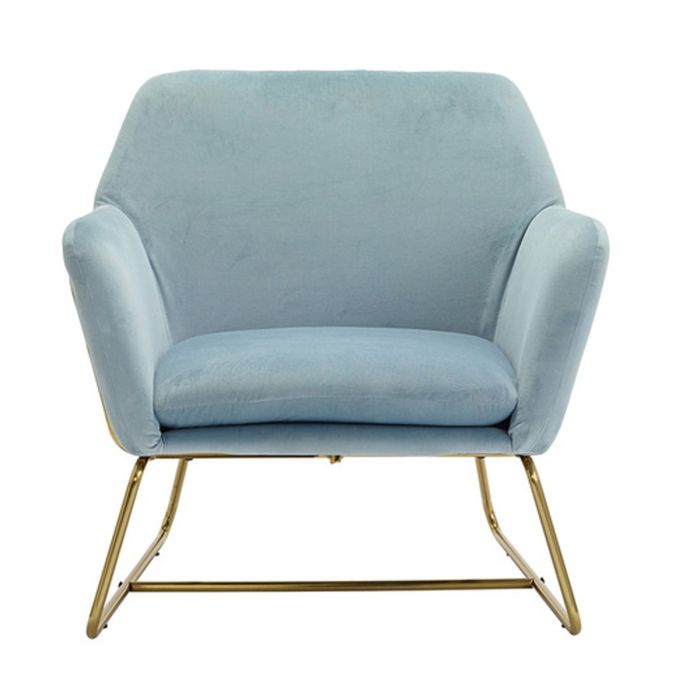 Charles Gold Frame Armchair With Cushion - Sky Blue