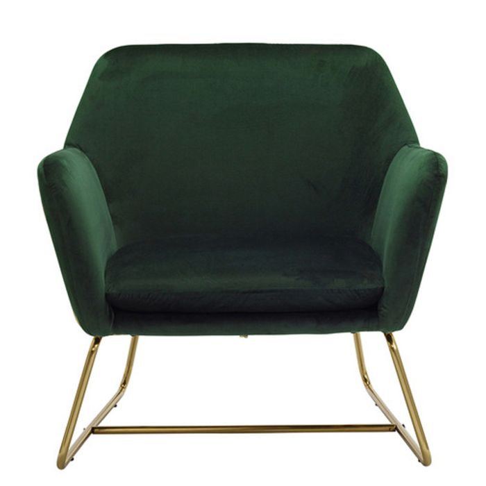 Charles Gold Frame Armchair With Cushion - Green