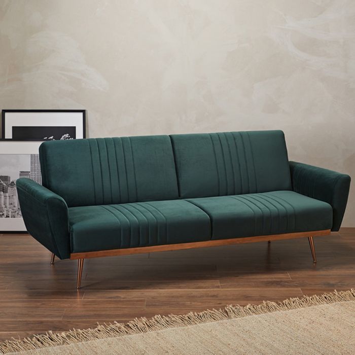 Nico Lavish Velvet 3 Seater Sofabeds, Green