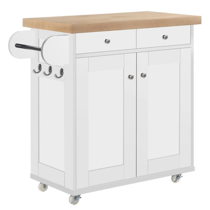 Portland Portable Kitchen Island Unit - White