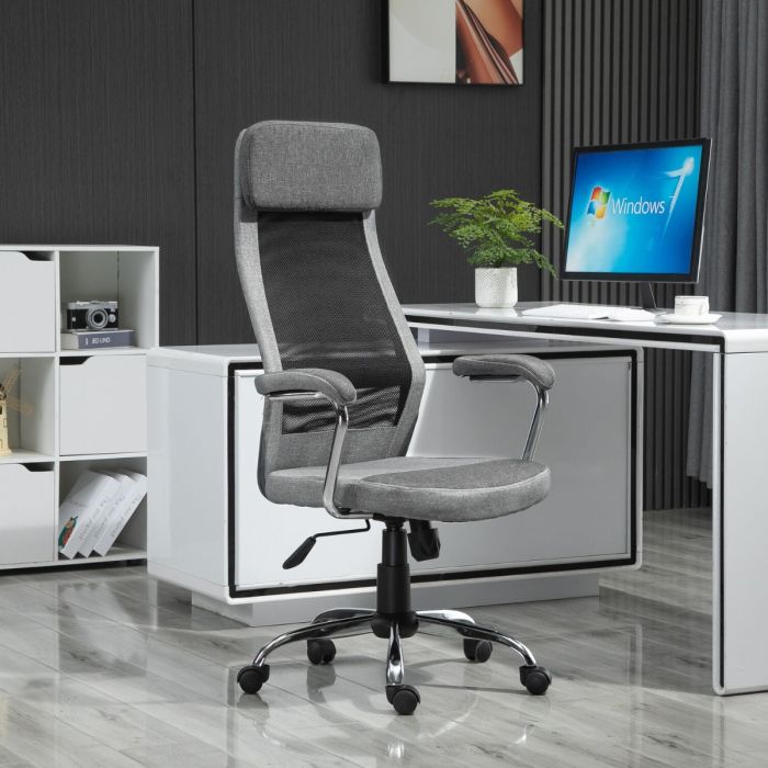 Ergonomic Mesh High-Back Line Design Swivel Office Chair - Grey