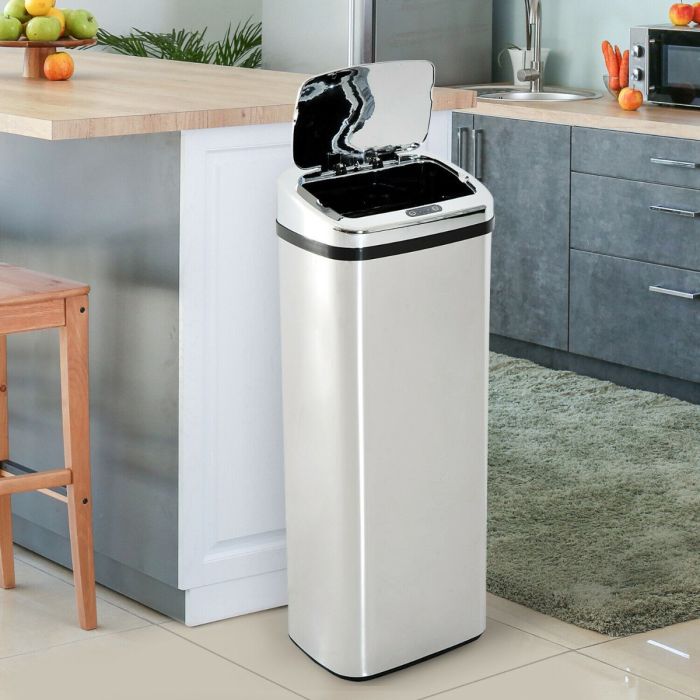 Compact and Slimline Stainless Steel Infrared Sensor Rubbish Bin - 50L