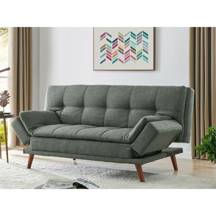 Fabric Sofa Bed Adjustable Armrest - Grey & Dark Grey