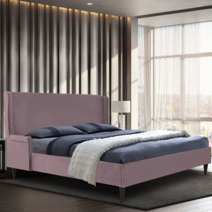 Shanaya Plush Velvet Pink Beds - 5 Sizes