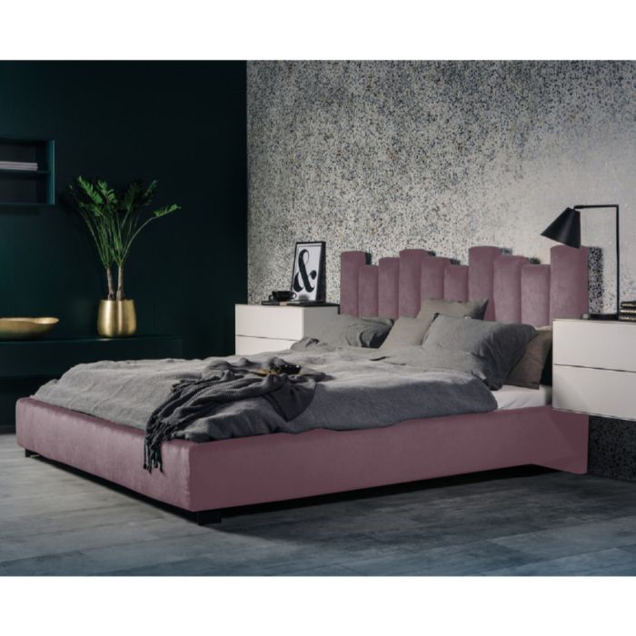 Glexton Plush Velvet Fabric Bed, Pink Colour - 5 Sizes