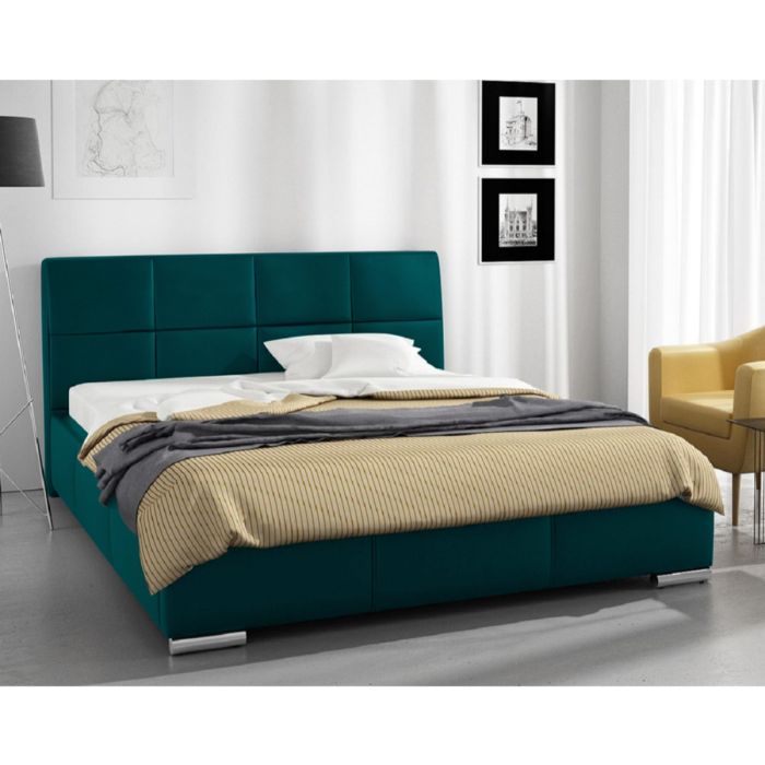 Simplier Plush Velvet Fabric Bed, Green Colour - 5 Sizes