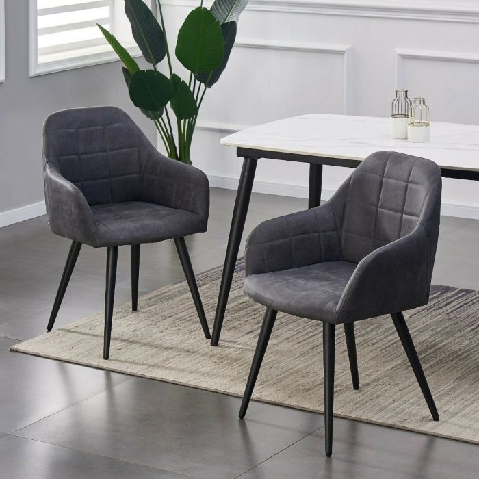 Faux Matte Suede Leather Dining Chairs, Set of 2 - 4 Colours