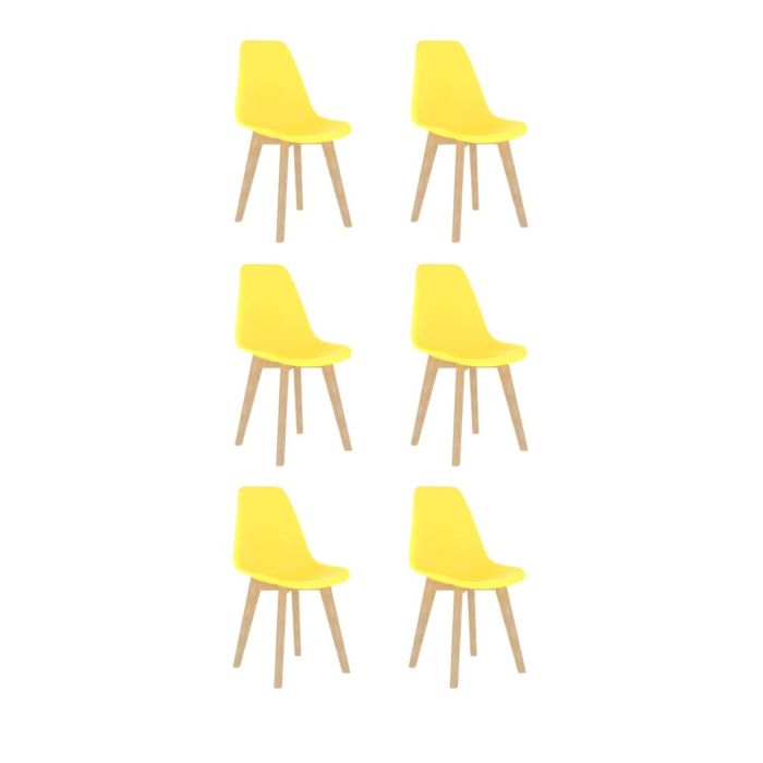Dining Chairs 6 pcs Yellow Plastic