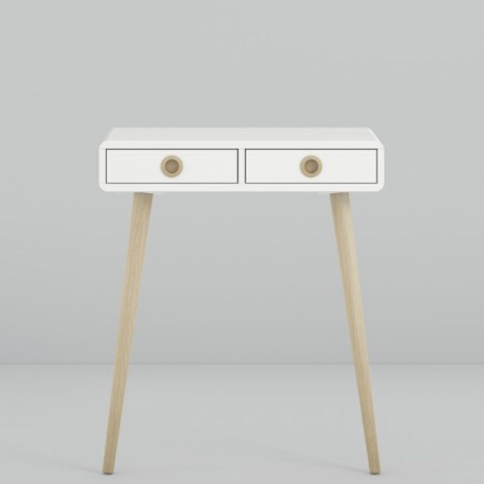Softline Wooden Legs Low Hall Console Table - Off White