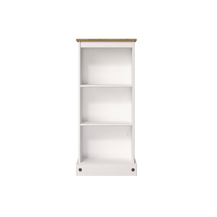 Classic Design Antique Wax Low Narrow Bookcase - White