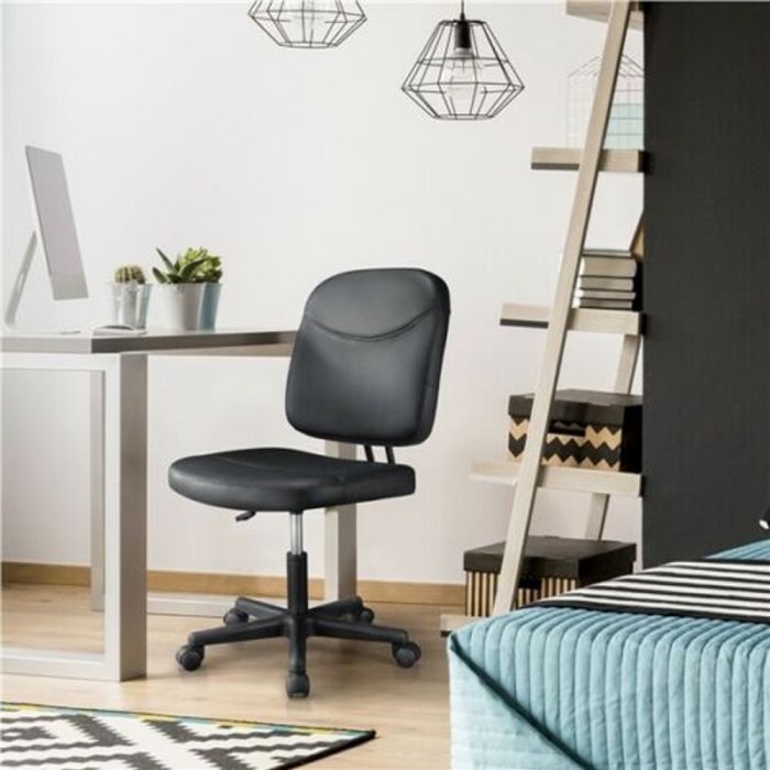 Faux Leather Adjustable Office Swivel Chair - Black