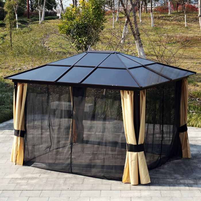 Gazebo With LED Solar Light - Brown