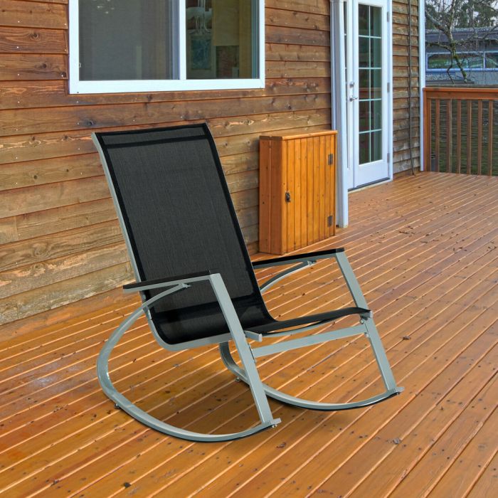 Metal Frame Garden Rocking Chair - Black