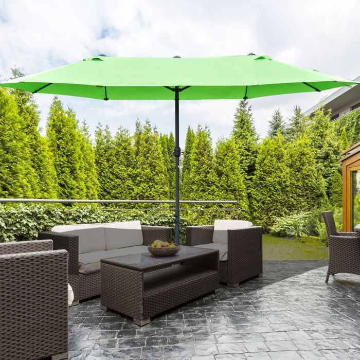 Double Side Crank Tilt Garden Parasol Green Colour - 4.6M