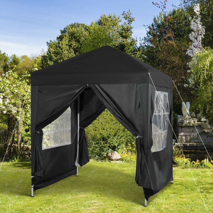 Marquee Pop Up Party Tent With Canopy Storage Bag Black - 2Mx2M