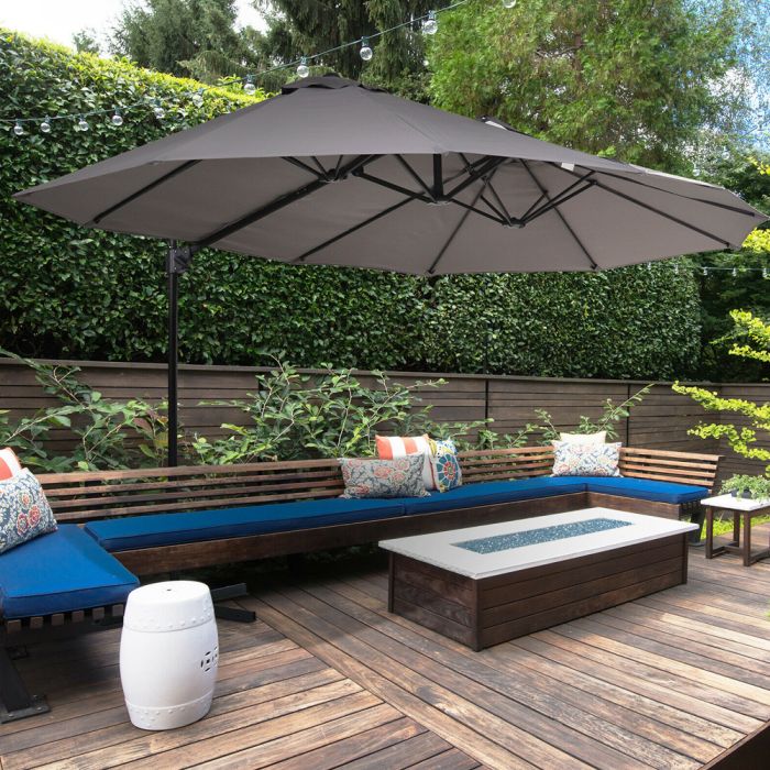 Double Sided Offset Canopy Garden Parasol Grey