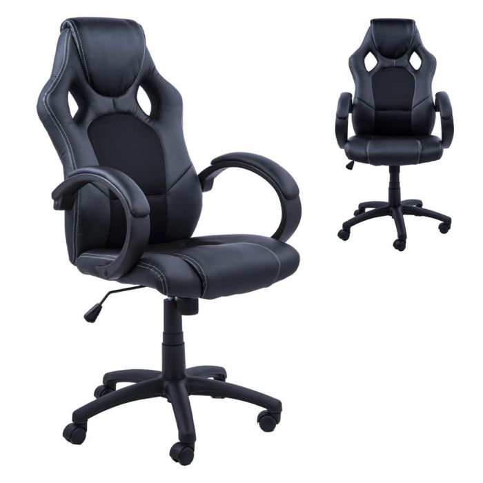 HIgh Back Ergonomically PU Leather Swivel Office Chair - Black