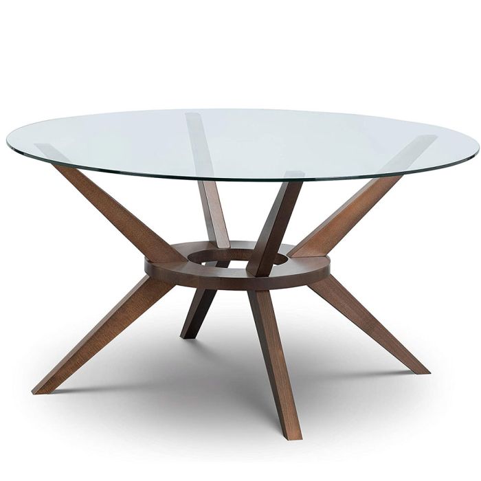 Chelsea Round Glass Large Dining Table 140cm - Walnut