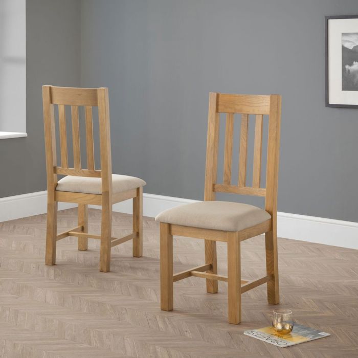Hereford Upholstered Padded Seat Dining Chair - Oak & Taupe
