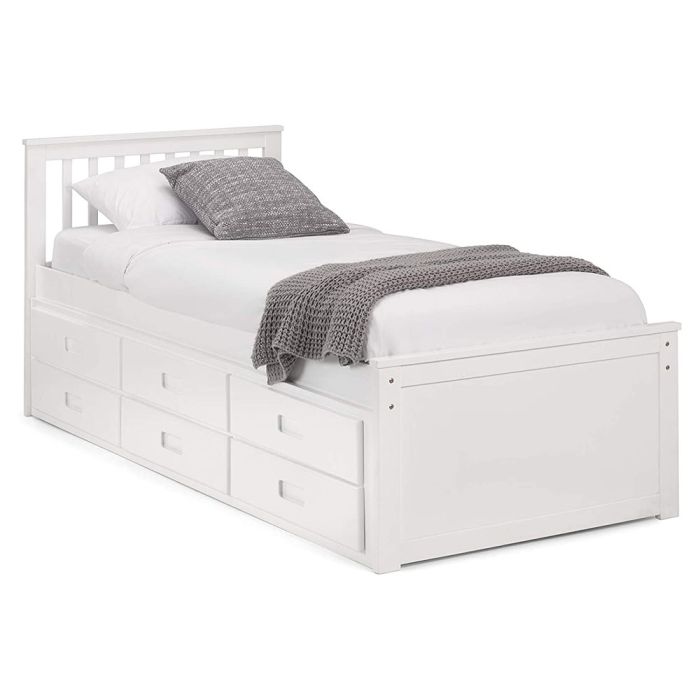 Maisie Captains Single Bed with Underbed and Drawers - White