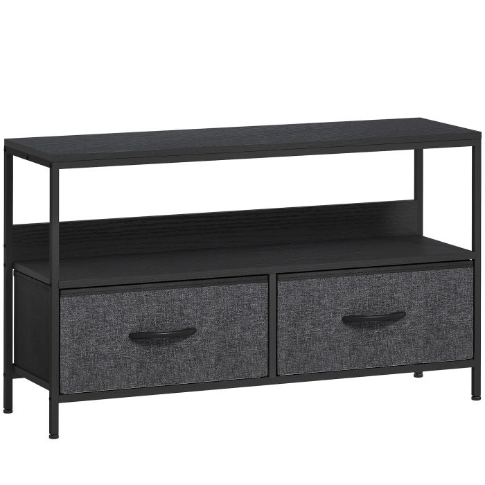HERON TV Stand Cabinet with 2 Foldable Drawers Black
