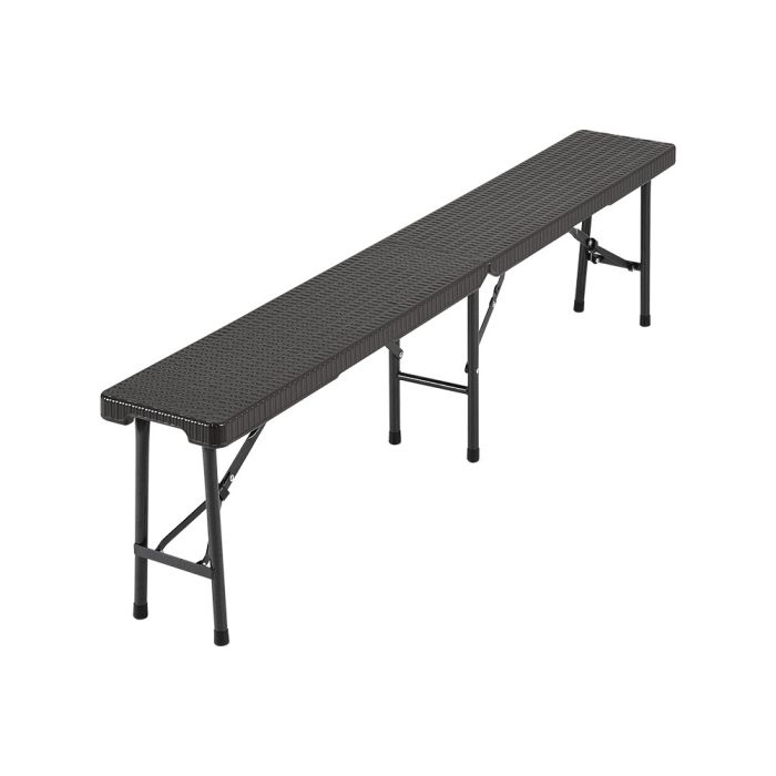 Set of 2 Rattan Plastic Outdoor Folding Bench Black