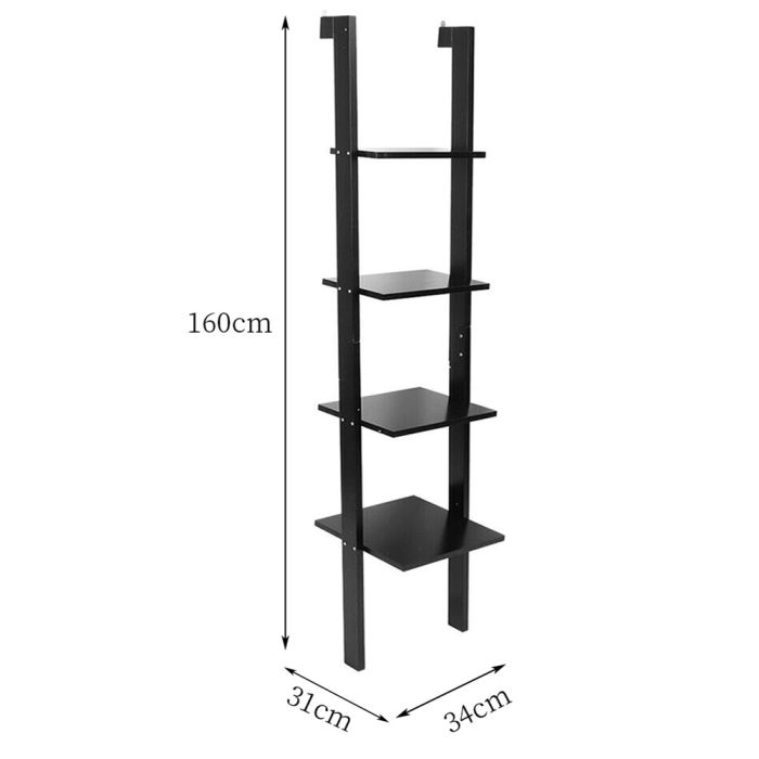 4-Tier Book Display Shelf Rustic Black Book Shelf