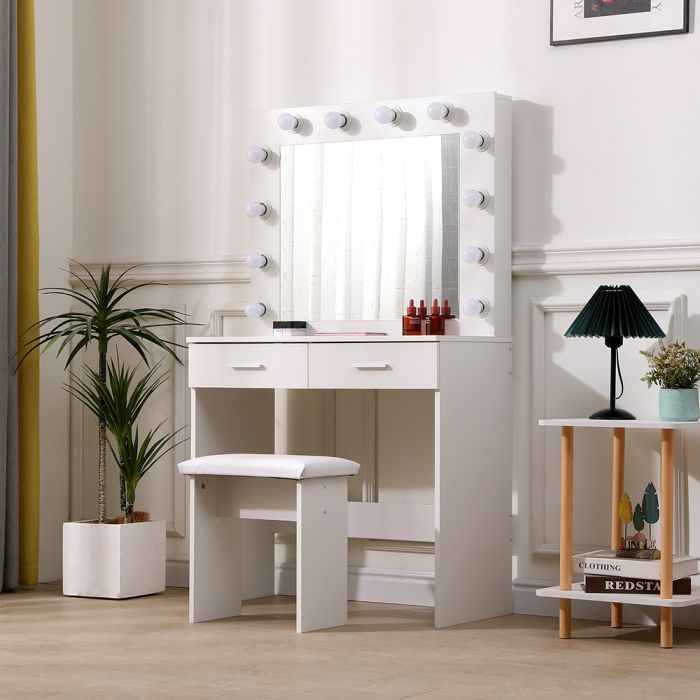 Hollywood Dressing Table Set with Large Lighted Mirror
