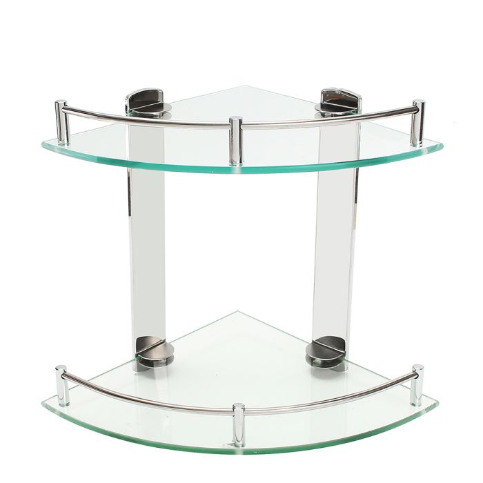 2-Tier Tempered Glass Corner Shelf Bathroom Wall Mounted