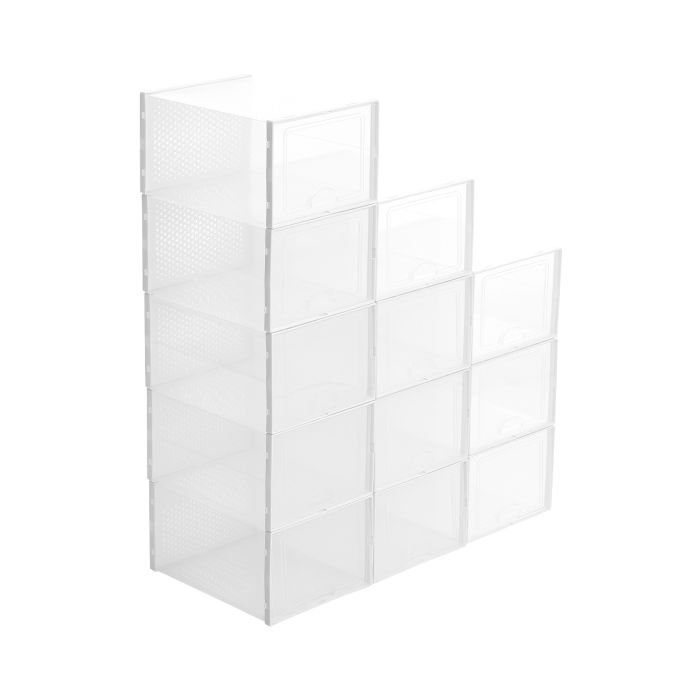 12 Pack Clear Plastic Shoe Storage Boxes