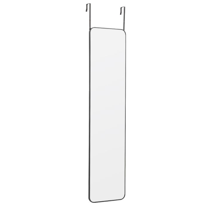 Rounded Corners Door Hanging Full-Length Mirror Black Framed