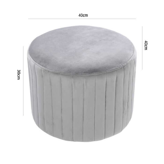Round Velvet Stool Chair Dressing Table Ottoman Grey