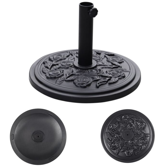 Vintage Cement Freestanding Parasol Base - Floral Pattern