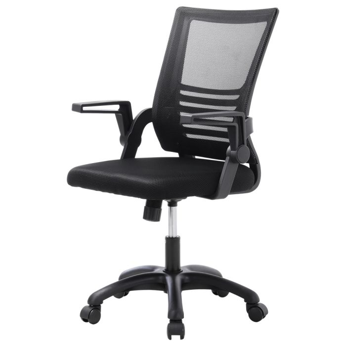 Black Mesh Back Ergonomic 360 Degree Swivel Office Chair With Folding Armrests