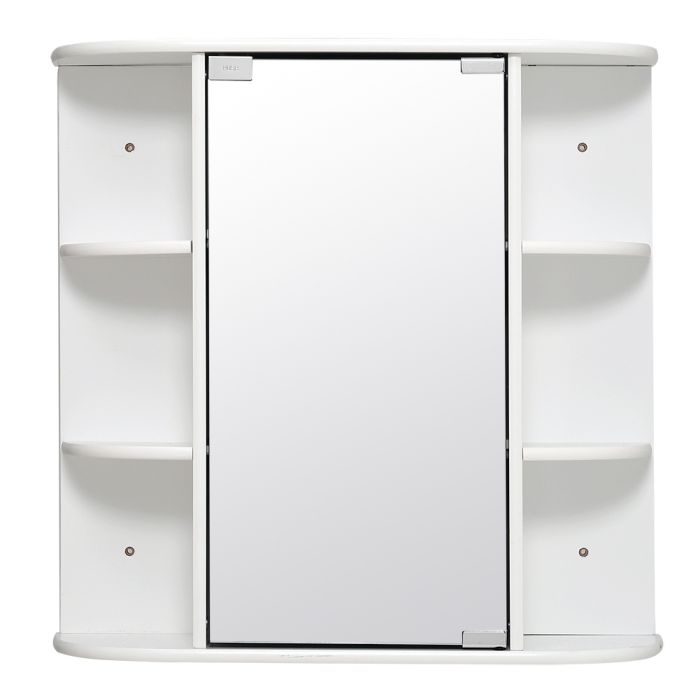 Bathroom Mirror Cabinets Wall Mounted One Door Storage Shelves Furniture White