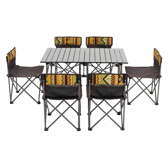 7 Piece Folding Camping Table and Chairs Set Portable with Carrying Bag