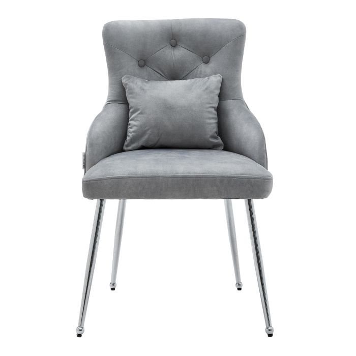 Grey Velvet Tufted Dining Chair