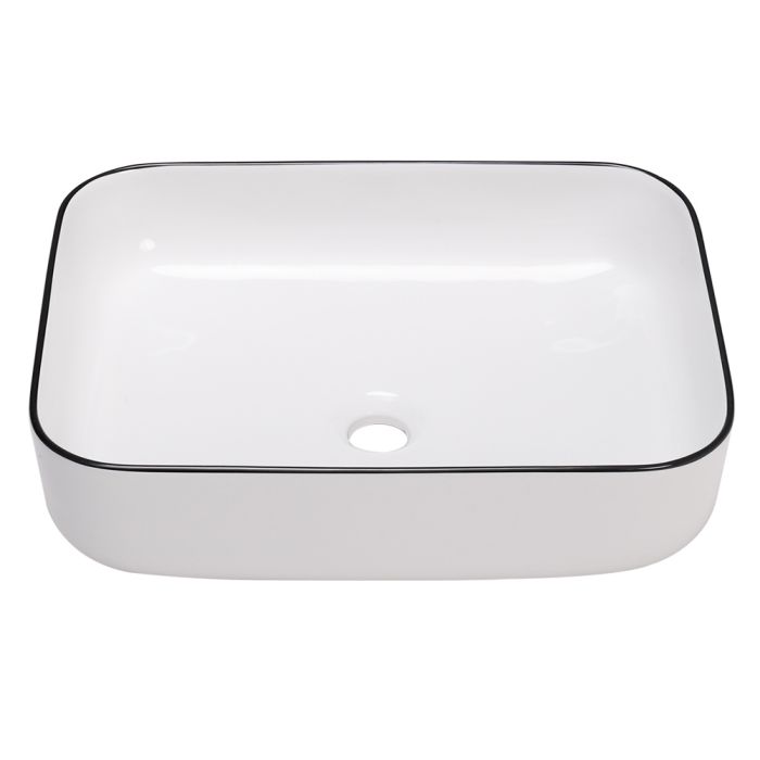 Rectangular Ceramic Countertop Basin Wash Sink with Drain