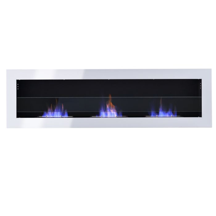 White 55 Inch Bio Ethanol Fireplace Wall Mounted Insert Biofire